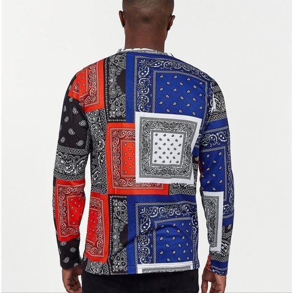 NWT Reason Flag Bandana Print Long Sleeve Tee - Picture 5 of 9